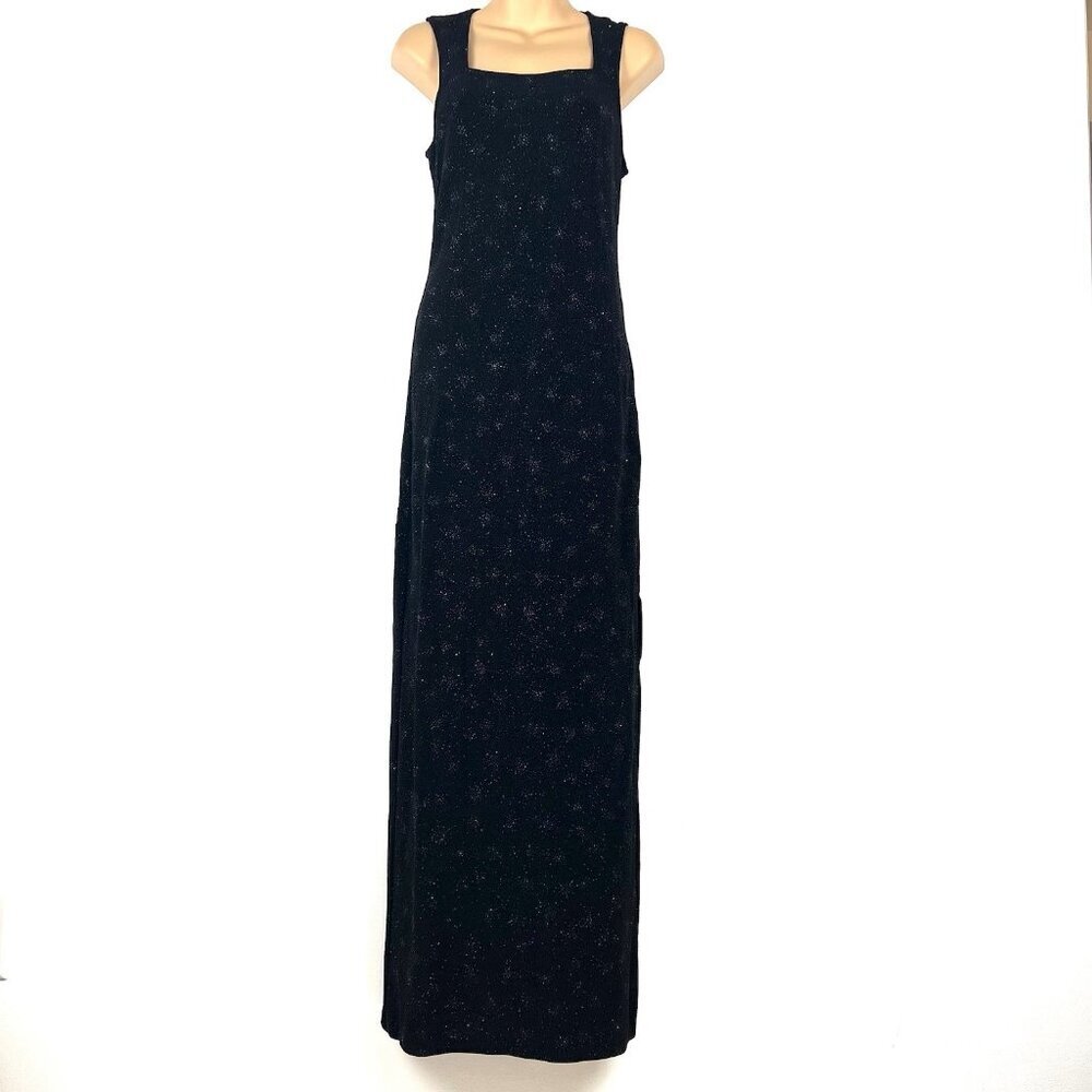 City Triangles Vtg 90s Y2k Black Sparkly Maxi Dre… - image 1